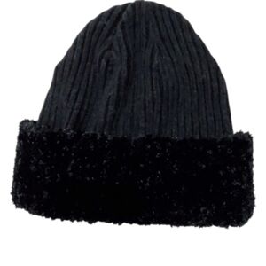 Women's Black Winter Fuzzy Beanie Hat
